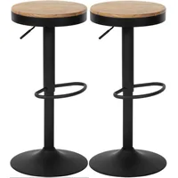 CLP Barhocker 2er Set, Barstuhl Pitas höhenverstellbar mit Holz-Sitzfläche,