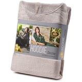 Gözze - Hoodie-Decke mit Kapuze, Strickbündchen am Ärmel und seitlichen Schlupftaschen, 100% Polyester (Mikrofaser), Universalgröße - Stein