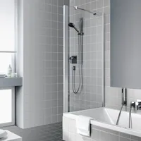 Kermi Raya Seitenwand auf Badewanne RATVD09017VPK 90x175cm, ESG klar, silber hochglanz