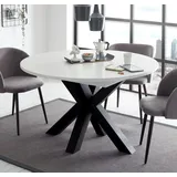 Esstisch schwarz weiss matt 130x78 cm Big System Rund Stern 130 Auszug - Schwarz/Weiß