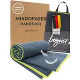 freigeist® Mikrofaser Handtuch | Microfaser Badetuch Groß | Super Strandtuch Mikrofaser | perfekt als Sporthandtuch | 160x80 cm (Schwarz|Gelb)