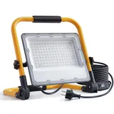 OUSIDE 100W LED Baustrahler mit Stativ und 4M Kabel,IP66 Wasserdichter Arbeitsscheinwerfer mit Schuko-Stecker und Schalter für Wohnungsrenovierung,Werkstatt,Baustelle,6500K,10000 Lumen