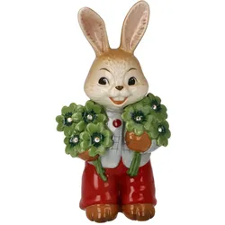 Osterhase GOEBEL "Figur Hasenjunge - Viel Glück", bunt, B:6,5cm H:12cm T:4,5cm, Steingut, Dekofiguren, Osterfigur, Dekofigur, Ostern, Osterdekoration