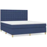 vidaXL Boxspringbett mit Matratze Blau 180x200 cm Stoff
