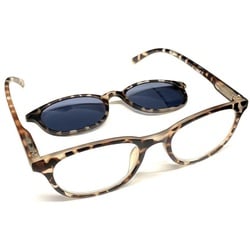 VOSSBACH Lesehilfe Damen Lesebrille Sehhilfe Sonnenschutz Sonnenbrille Brille, +3,0 dpt Inkl. Sonnenclip & Etui braun