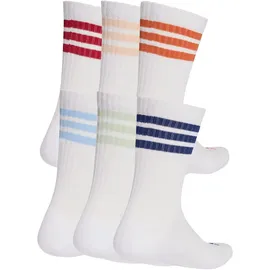 adidas 3-Streifen Essentials Cushioned Crew Socken 6er Pack White/Active Maroon/Fox Orange/Dark Blue 40-42