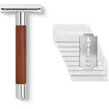 Störtebekker Shaving Accessories Störtebekker® Rasierhobel 'Solingen' mit Walnuss Holzgriff - inkl. [+10 Klingen] - Geschenkidee - Nassrasierer in Premium-Qualität aus Edelstahl - Made in Germany