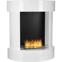 Ethanol Kamin weiß freistehend 110 cm hoch | Bioethanol Standkamin halbkreisförmig mit 2,5 l Edelstahl-Brenner | Dekokamin ohne Rauch & Schornste... - Weiß