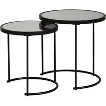 Wohnling Beistelltisch WL5.985, schwarz, aus Metall, rund, 2er Set, verspiegelt