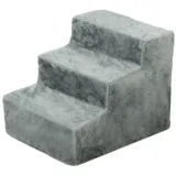 Hundetreppe 3-stufige 35 Cm Haustiertreppe Mit Plüschoptik, Katzentreppe Für Bett, Sofa, Katzen Bis 5 Kg, Hellgrau  on-site