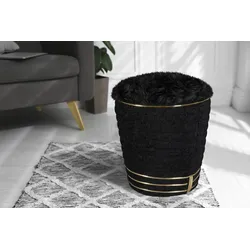 Sitzhocker KAYOOM "Hocker Doric, trendiger Look, ästhetische Farbgebung, schöne Steppung", schwarz (schwarz, gold), B:42cm H:50cm T:42cm, Bezug: 50% Baumwolle 50% Acryl / Korpus: Pappelholz, Hocker, komfortabel, hochqualitativ, pflegeleicht, hochwertige Materialien
