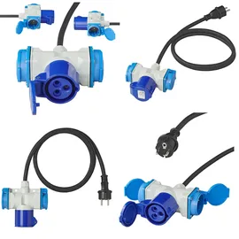 PRO PLUS Adapterkabel 150cm von Schuko Stecker nach 1xCEE 2xSchuko Steckdose