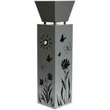 Harms Import Pflanzsäule mit Blumenmotiv 82 x 82 cm Grau