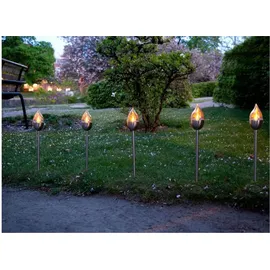 Star Trading LED Solar Fackel Olympus 3er Set silber