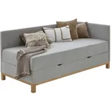 deinbett meise.möbel Polsterbett Santos 90 x 200 cm Stoff Grau Hellgrau