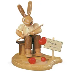 Müller Erzgebirge Hase Angler am Teich natur klein Höhe 8 cm
