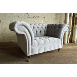 JVmoebel Sessel Chesterfield Design Polster Fernseh Sessel Couch grau