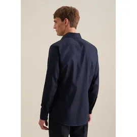 Seidensticker "Schwarze Rose", Herren, Gr. XL44, normale Ärmellängen, blau (dunkelblau), 100% Baumwolle, unifarben, tailored fit, 2-Knopf-Manschette, Hemden, Shaped 1/1 Kentkragen Uni