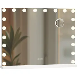 CLP Schminkspiegel Norlina 80x60cm I Kosmetikspiegel mit Vergrößerung I Dimmbare LED-Beleuchtung I Schminktisch mit 3 Licht-Modi