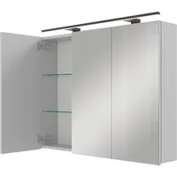 Planetmöbel Spiegelschrank ARIA 90 cm weiß grau mit Leuchte