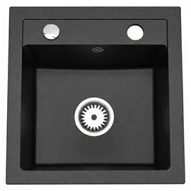 faizee home Belmondo 44 x 46 cm Einbaugranitspüle schwarz Handbetätigung 440 x 460 mm