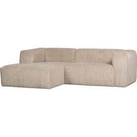 Woood Ecksofa Bean mit Cordbezug, modern und gepolstert, Sand, links, für 3–4 Personen