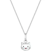 Firetti Kette mit Anhänger Schmuck Geschenk Silber 925 Halsschmuck Halskette Panzerkette Katze rot|schwarz|silberfarben