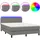 vidaXL Boxspringbett mit Matratze & LED Dunkelgrau 140x200 cm Stoff