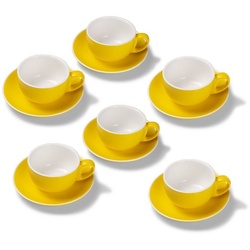 Terra Home Tasse Terra Home 6er Milchkaffeetassen-Set, Gelb matt, Porzellan gelb