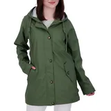 Damen Friesennerz Regenmantel Regenjacke mit Kapuze Gefüttert Wasserdicht Wetterfest Windbreaker Übergangsjacke #ankerglutnebel - 40