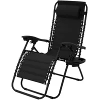 ML-Design Sonnenliege Klappbar Schwarz Liegestuhl mit Kopfpolster Rückenlehne