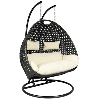 Home Deluxe Polyrattan Hängesessel TWIN DELUXE | Hängestuhl,Hängekorb,Hängeschaukel,Hollywoodschaukel