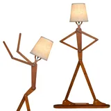 Goplus 160 cm Stehlampe aus Holz, Standleuchte mit verstellbaren Gelenken, mit USB-Ladeanschlüsse, Lampenfassung E27, Stehleuchte für Wohnzimmer Schlafzimmer