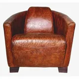 Casa Padrino Lounge-Sessel Art Deco Leder 84 x 76 x 84 cm Braun
