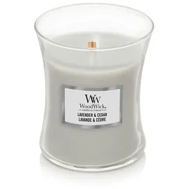 Woodwick Lavender & Cedar Duftkerze 275 g grau