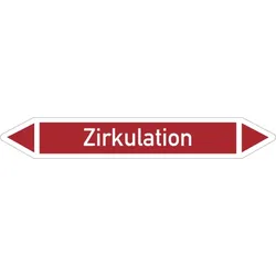 Rohrleitungskennzeichnung, Zirkulation, Einzeletikett - DIN 2404 - 270x37 mm Folie selbstklebend
