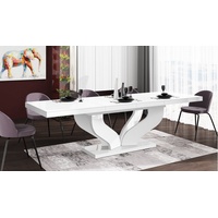 designimpex Esstisch Design Esstisch Tisch HEB-222 Weiß Hochglanz ausziehbar 160 bis 256 cm weiß