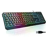 KLIM Chroma Gaming Tastatur - UK Layout - mit Kabel USB - NEU 2024 - Langlebig Ergonomisch Wasserdicht Beleuchtet LED Leise Tasten - RGB Gaming Keyboard für PC Mac Xbox One PS5 PS4 - Schwarz