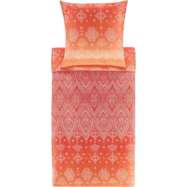 BASSETTI Kerala Bettwäsche + 1 Kissenhülle aus 100% Baumwollsatin in der Farbe Orange O1, Maße: 135x200 + 1 K 80x80 cm - 9332091