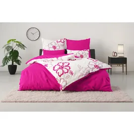 MY HOME Wendebettwäsche MY HOME "Litschi", pink, B/L: 135cm x 200cm, 1 Stk., 1 Stk., Linon, B/L: 80cm x 80cm, 2, Linon, Obermaterial: 100% Baumwolle, Bettwäsche, Wendebettwäsche, ab Größe 135x200 cm, mit Blumen, in 2 Qualitäten erhältlich, Hawaii