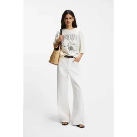 Boss Relax-fit-Jeans BOSS ORANGE "SLOUCHY MR 2.0 Premium Damenmode", Damen, Gr. 30, Länge 32, open weiß 115, Denim/Jeans, Obermaterial: 100% Baumwolle, unifarben, relaxed fit lang, Jeans, Wide Leg mit mittlerem Bund, fester Denim