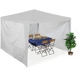 Relaxdays Seitenteile für Pavillon, 3er Set, 2x3 m, wasserdicht, Seitenwände mit Klettverschluss, PE, ohne Fenster, weiß