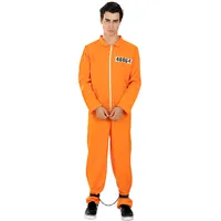 Funidelia Oranger Sträfling Kostüm für Herren mit Handschellen, Gefängnis Overall für Erwachsene Verbrecher Häftling, Karneval, Halloween und Junggesellenabschied – Größe S - M