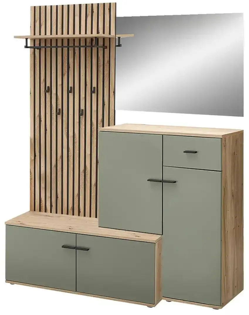 Kompaktgarderobe  Rovereto , grün , Maße (cm): B: 148 H: 199 T: 38.0