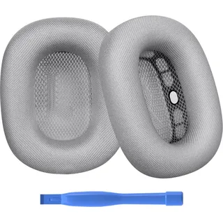 MMobiel Ersatz Ohrpolster für AirPods Max Kopfhörer Memory- Schaum/Mesh Gewebe Silber