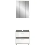 Inn.Furn Badmöbel-Set Bailey, (in weiß Hochglanz und Rauchsilber grau, 2-St., Breite 60 cm), viel Stauraum weiß