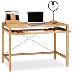 relaxdays Computertisch Computertisch Holz mit Tastaturauszug braun|schwarz