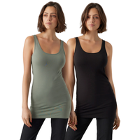 Vero Moda Damen VMMAXI MY SOFT LONG Tank 2-pack Top 'MAXI' - Schwarz,Weiß - L