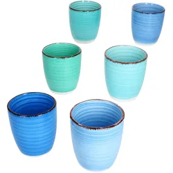 6er Set Blue Mokkabecher ohne Henkel 150ml 6 Personen Matcha Tee Tasse Espresso