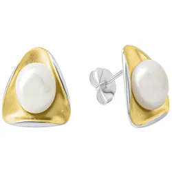 Celesta Ohrring 925 Silber mit Süßwasserzuchtperlen 925/- Sterling Perle Silbergrau Weiss Damen 
